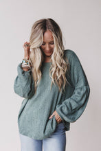 Sweet Heart Balloon Sleeve Knit Sweater - Olive: XL