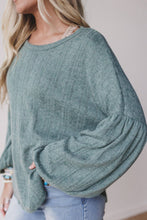Sweet Heart Balloon Sleeve Knit Sweater - Olive: XL