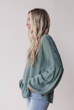 Sweet Heart Balloon Sleeve Knit Sweater - Olive: XL