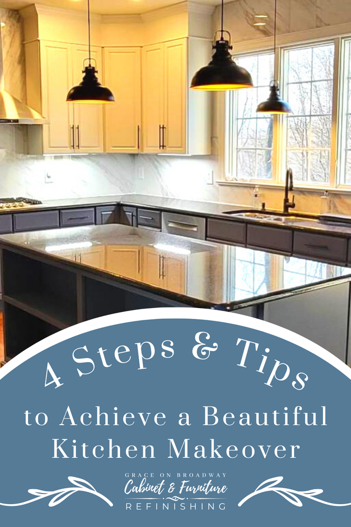 4 Steps and Tips to Achieve a Beautiful Kitchen Makeover with Milesi Wood Coatings Tinted in Greek Villa (white) and Granite Peak (gray)