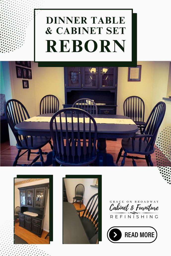 Dinner Table and Cabinet Set Reborn Using Black Wood Coating
