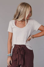 Scoop Neck Bralette Tee - Heather Oatmeal: XL