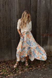 Swing Of Things Pocketed Midi Skirt - Floral: XL