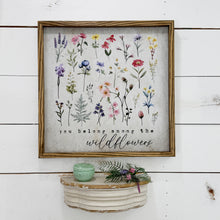 You Belong Among the Wildflowers - Framed Canvas Wall Art: 11x11" Small Canvas Art with Wood Box Frame - Grace on Broadway 