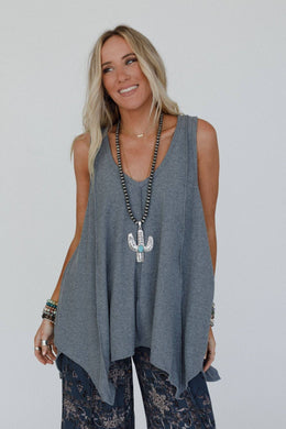 Drift Away Top - Charcoal: Gray / L