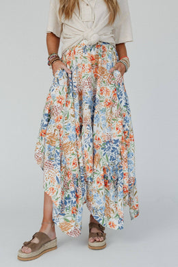 Swing Of Things Pocketed Midi Skirt - Floral: XL