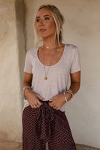 Scoop Neck Bralette Tee - Heather Oatmeal: XL