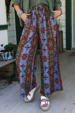 Hazel Printed Wide Leg Pant - Blue: L