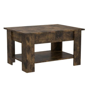 Yaheetech Vintage Coffee Table, Lift Top Coffee Table with Large Hidden Storage Shelf, Lift Tabletop Dining Table for Living Room, Home Small Space, 38.6in, Rustic Brown