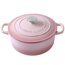 EDGING CASTING Enameled Cast Iron Covered Dutch Oven with Lid Round Pot for Bread Baking, 7 Quart, Pink