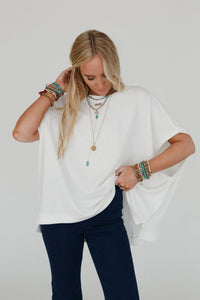 Moon Glow Texture Knit Top - Off White: L