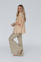 Dream in Flowers Flare Pants - Denim Khaki: L