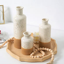 CUCUMI Ceramic Vase Set 3pcs Boho Table Decor, White and Brown Duotone, Boho Living Room Decor, Small Vases, Coffee Table Decorations for Living Room