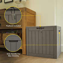 EAST OAK Outdoor Storage Box, 31 Gallon Deck Box Indoor and Outdoor Use, Waterproof Resin Storage Bin for Package Delivery, Patio Cushions, Gardening Tools, Outdoor Toys, Lockable, UV Resistant, Grey