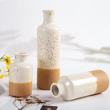 CUCUMI Ceramic Vase Set 3pcs Boho Table Decor, White and Brown Duotone, Boho Living Room Decor, Small Vases, Coffee Table Decorations for Living Room