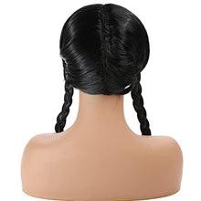 WanBigVa Long Black Braided Wig with Bang for Kids Girls Gothic Party Cosplay Hair for Halloween Costume Dress-up