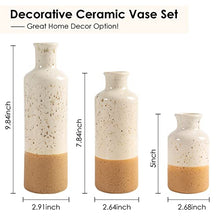 CUCUMI Ceramic Vase Set 3pcs Boho Table Decor, White and Brown Duotone, Boho Living Room Decor, Small Vases, Coffee Table Decorations for Living Room