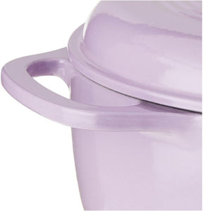 Lodge 7.5 Quart Enameled Cast Iron Oval Dutch Oven with Lid – Dual Handles – Oven Safe up to 500° F or on Stovetop - Use to Marinate, Cook, Bake, Refrigerate and Serve – Lilac