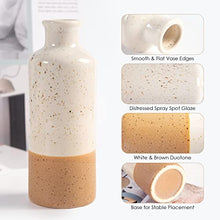 CUCUMI Ceramic Vase Set 3pcs Boho Table Decor, White and Brown Duotone, Boho Living Room Decor, Small Vases, Coffee Table Decorations for Living Room