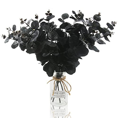 Hananona 6 Pcs Artificial Black Eucalyptus Stems, 14
