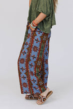 Hazel Printed Wide Leg Pant - Blue: L