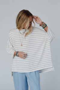 Swaying Stripes Top - Oatmeal: XL