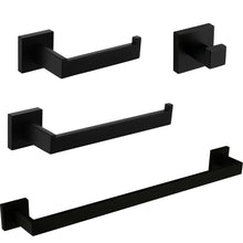VELIMAX Premium Stainless Steel 4 Pieces Bathroom Hardware Accessories Set Wall Mounted Towel Bar Set, Matte Black, 24-Inch