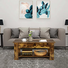 Yaheetech Vintage Coffee Table, Lift Top Coffee Table with Large Hidden Storage Shelf, Lift Tabletop Dining Table for Living Room, Home Small Space, 38.6in, Rustic Brown