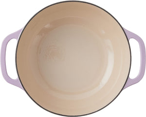 Lodge 7.5 Quart Enameled Cast Iron Oval Dutch Oven with Lid – Dual Handles – Oven Safe up to 500° F or on Stovetop - Use to Marinate, Cook, Bake, Refrigerate and Serve – Lilac
