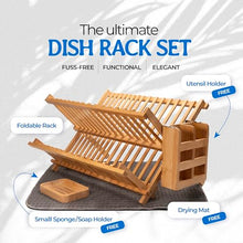 Kitchen Dish Drying Rack for Kitchen Counter - Bamboo Dish Drying Rack - Wooden Collapsible Dish Drying Rack Dishes Drying Rack Kitchen - 2 Tier Dish Drying Rack Small - Dish Strainer - Dishrack