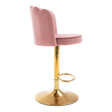 Janoray Velvet Adjustable Bar Stools with Petal Backs Set of 2 Swivel Modern Counter Bar Height Stool Chairs with Gold Footrest and Base Barstools for Home Bar/Kitchen/Dining Bar, Dark Pink