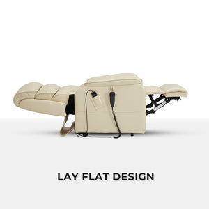 Irene House 9198 Large Lay Flat Recliner Lift Chair Recliners Dual Motor for Elderly Recliner Chair Electric Power Lift Sofa with Side Pockets(Faux Leather Cream)