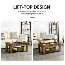 Yaheetech Vintage Coffee Table, Lift Top Coffee Table with Large Hidden Storage Shelf, Lift Tabletop Dining Table for Living Room, Home Small Space, 38.6in, Rustic Brown