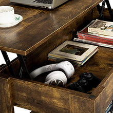 Yaheetech Vintage Coffee Table, Lift Top Coffee Table with Large Hidden Storage Shelf, Lift Tabletop Dining Table for Living Room, Home Small Space, 38.6in, Rustic Brown