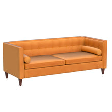 Dreamsir 78'' W Velvet Sofa, Mid-Century Love Seats Sofa Furniture with Bolster Pillows, Button Tufted Couch for Living Room, Tool-Free Assembly (Sofa, Ginger)