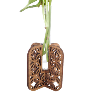 Plant Propagation Stand - Walnut Interlacing Circles Pattern