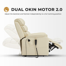 Irene House 9198 Large Lay Flat Recliner Lift Chair Recliners Dual Motor for Elderly Recliner Chair Electric Power Lift Sofa with Side Pockets(Faux Leather Cream)