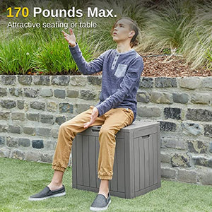 EAST OAK Outdoor Storage Box, 31 Gallon Deck Box Indoor and Outdoor Use, Waterproof Resin Storage Bin for Package Delivery, Patio Cushions, Gardening Tools, Outdoor Toys, Lockable, UV Resistant, Grey