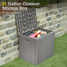 EAST OAK Outdoor Storage Box, 31 Gallon Deck Box Indoor and Outdoor Use, Waterproof Resin Storage Bin for Package Delivery, Patio Cushions, Gardening Tools, Outdoor Toys, Lockable, UV Resistant, Grey