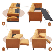 Dreamsir 78'' W Velvet Sofa, Mid-Century Love Seats Sofa Furniture with Bolster Pillows, Button Tufted Couch for Living Room, Tool-Free Assembly (Sofa, Ginger)