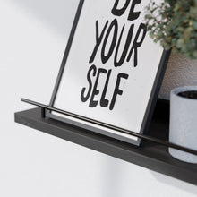 WOPITUES Floating Shelves with Black Metal Guardrail, Shelves for Wall Decor Set of 3, Wall Shelves for Bedroom, Bathroom, Kitchen, Living Room, Plants, Picture Frames, Art- Black