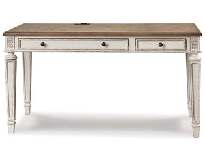 Signature Design by Ashley Realyn Farmhouse 60" Home Office Desk with USB Charging, Chipped White