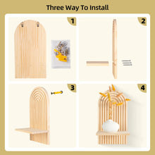 Ripprovt 2 Pack Boho Arch Shelf Wooden Boho Wall Decor, Decorative Bohemian Rainbow Hanging Shelves for Nursery Bedroom Living Room Wall Book/Candle Holder