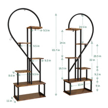 POTEY 6 Tier Metal Plant Stand, Creative Half Heart Shape Ladder Plant Stands for Indoor Plants Multiple, Brown Plant Shelf Rack for Home Patio Lawn Garden (2 Pack)
