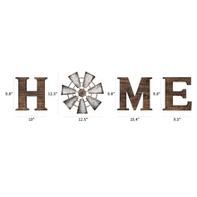 Mkono Farmhouse Wall Decor Wooden Home Sign with Metal Windmill for O Rustic Hanging Letters Decorative Art Signs Living Room Kitchen Bedroom Entryway House, Brown