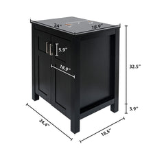 Puluomis 24-Inch Traditional Bathroom Vanity with Square Black and White Ceramic Porcelain Sink Top, Wood Single Vessel Sink Bowl with Faucet Set