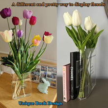 Puransen Bookend Vase for Flowers, Cute Bookshelf Decor, Unique Vase for Book Lovers, Artistic and Cultural Flavor Acrylic Vases for Home Office Decor, A Book About Flowers (Clear - B)