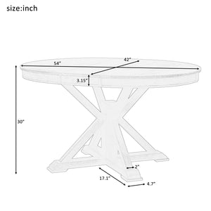 BSYEIO Wood Dining Table Extendable Round Dining Table for 4 to 6 Kitchen Table,Country Rustic Dinner Room Table Wood-42 (Only One Table)
