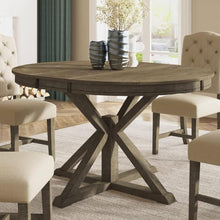 BSYEIO Wood Dining Table Extendable Round Dining Table for 4 to 6 Kitchen Table,Country Rustic Dinner Room Table Wood-42 (Only One Table)