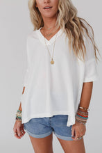 On The Go V Neck Ribbed Essential Tee - Off White: XL